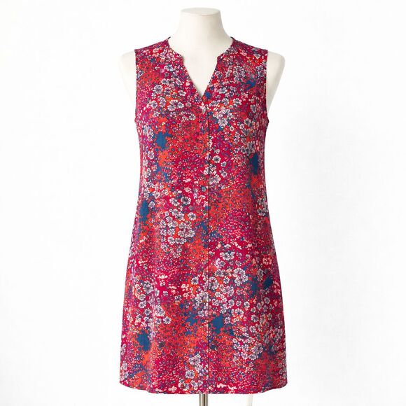 J. Jill Dresses & Skirts - J.Jill Dress Size Medium Floral Button Front V-Neck Sleeveless Cottagecore